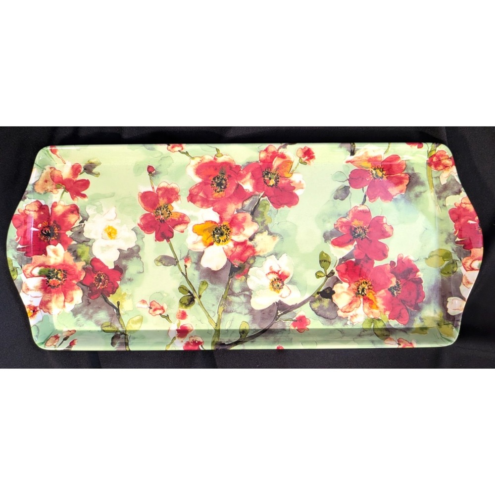 Vintage‎ Waverly Melamine Tray Blooming Flowers Pattern 15in x 6.75in